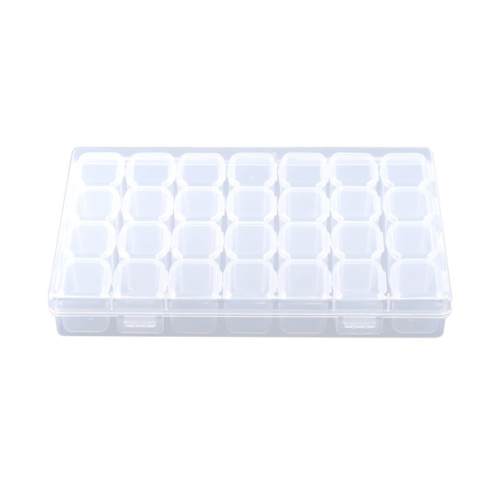 28-Slot Clear Plastic Adjustable Medicine & Jewelry Organizer Box - Perfect for Pill Storage, Tablet Organization & Jewelry Display - Ideal for Home, Travel & Pharmacy Use