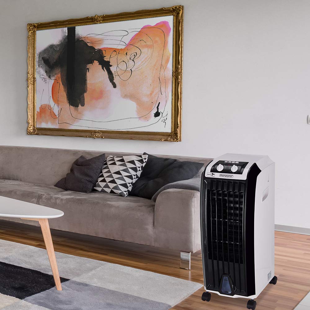 MONZANA® 4-in-1 Portable Air Cooler with 5L Tank, LED Display, Fan, Ionizer, Humidifier & Air Purifier - Perfect for Bedroom, Office & Home Cooling