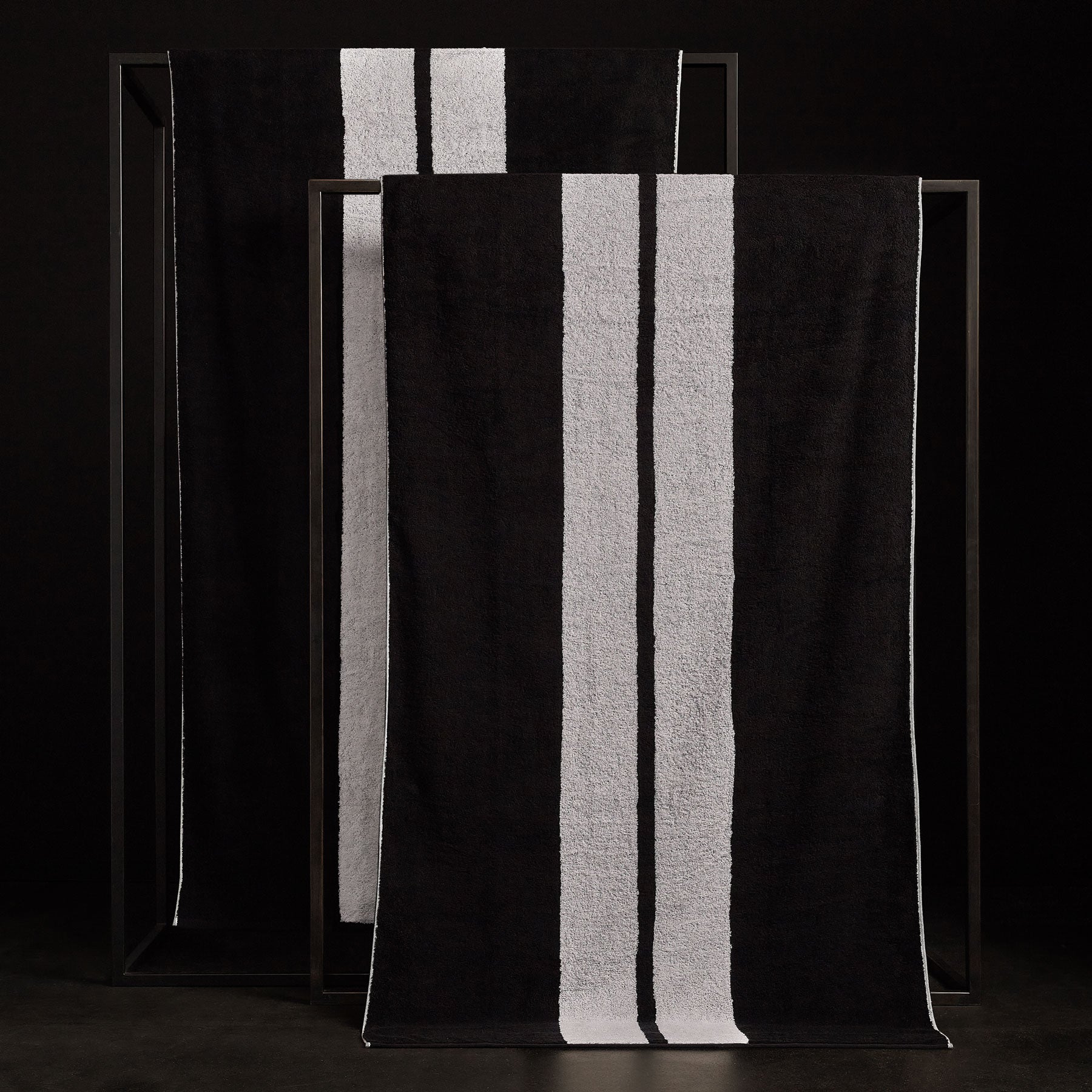 Premium Double Stripe Beach Towel - Soft & Absorbent, Black & White - Perfect for Pool, Beach, and Outdoor Activities
