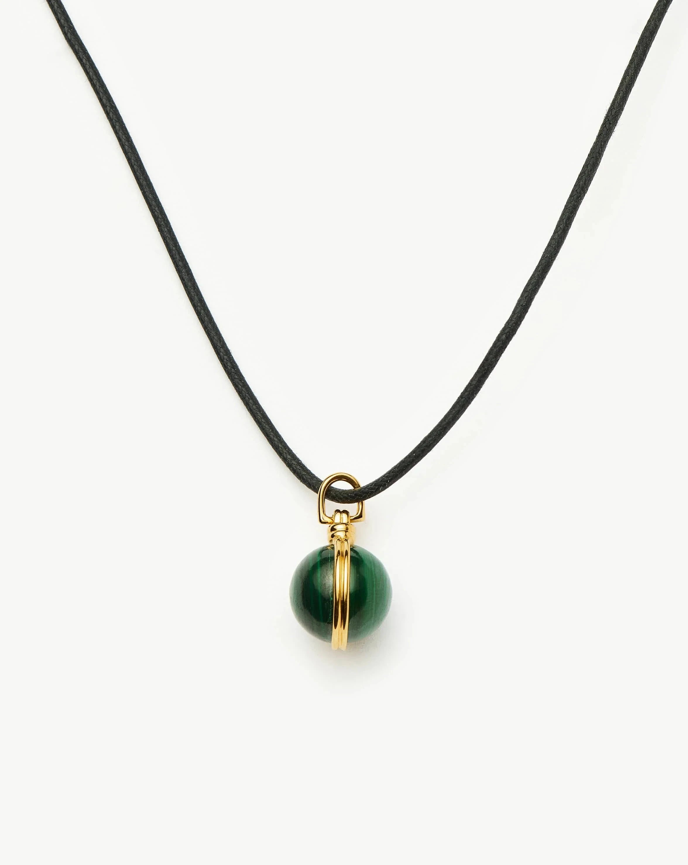 Sphere Gemstone Cord Pendant Necklace - 18k Gold Plated Malachite Jewelry for Women | Elegant Boho Style Gift for Birthday, Anniversary & Everyday Wear