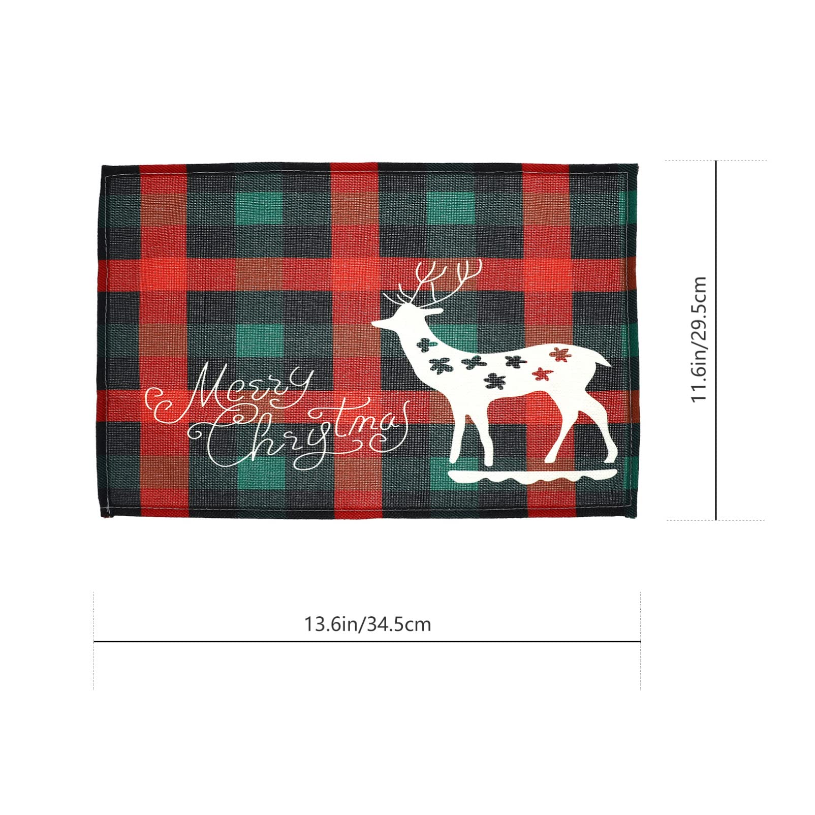 4-Piece Christmas Placemats Set - Buffalo Plaid Holiday Coasters & Drying Mats for Coffee & Tea - Festive Red Xmas Table Mats with Printed Cloth Design - Perfect for Holiday Dining, Kitchen Decor & Seasonal Entertaining
