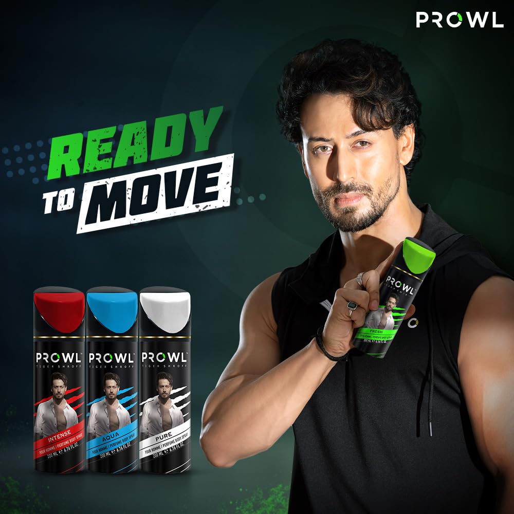 Prowl by Tiger Shroff Long-Lasting Men's Body Spray & Deodorant - 200ml | Fresh Fragrance for All-Day Confidence | Gym, Work & Night Out Essential