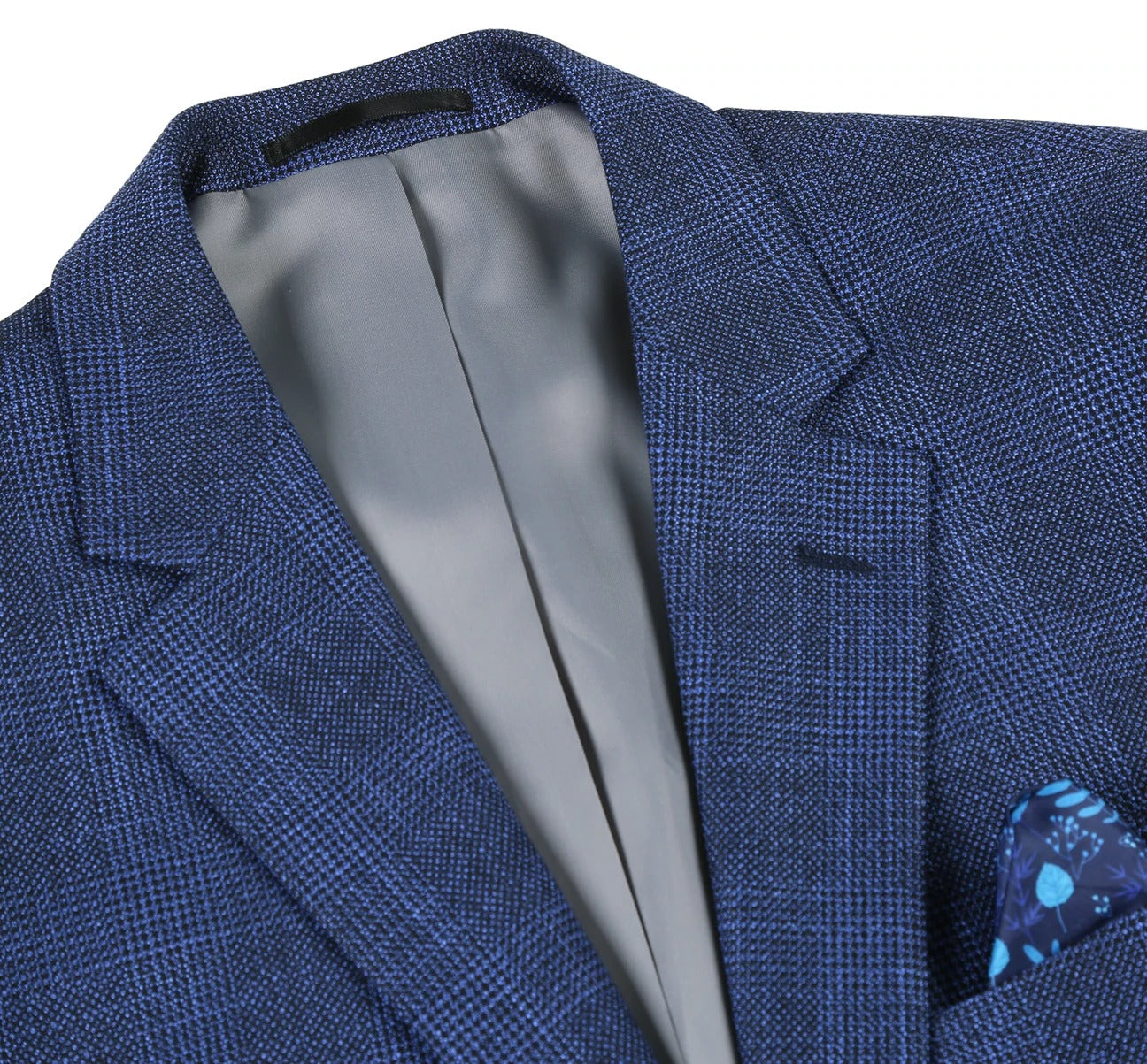 Alessandro Vitello by Renoir Navy Blue Classic Fit Single Breasted Two Button Plaid Blazer for Men | Formal Business Attire & Office Wear | Perfect for Weddings, Interviews & Professional Events