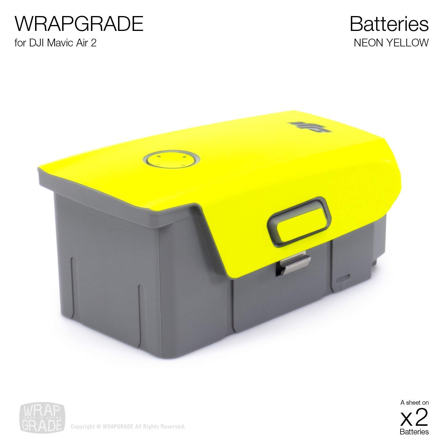 DJI Mavic Air 2 Skin Set - Full Body Wrap + Remote Controller Cover + 2 Battery Skins in Neon Yellow | Protective Decal for Drone Accessories | Perfect for Outdoor Flying, Aerial Photography & Travel Protection
