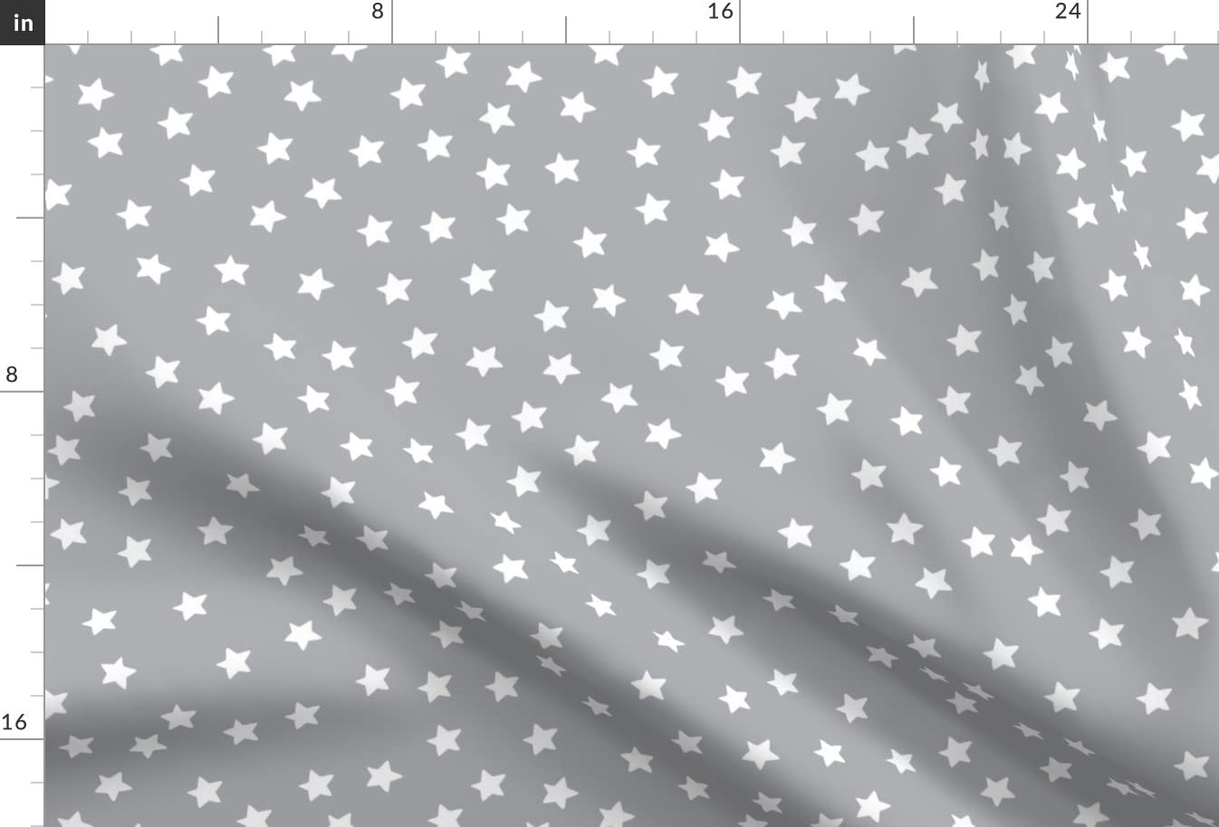 Premium Spoonflower Fabric - White Stars on Gray Chiffon by The Yard | Unisex Nursery Print for Sewing Dresses, Fashion Apparel & Home Decor | Perfect for DIY Baby Clothes, Curtains & Craft Projects