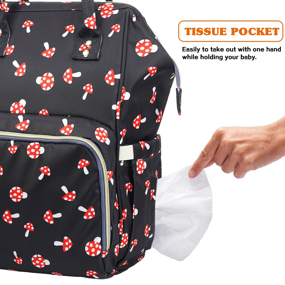 LIMHOO Waterproof Diaper Bag Backpack - Large Baby Care Organizer with Insulated Bottle Pockets | Perfect for Travel, Daycare & On-the-Go Parents (Black)
