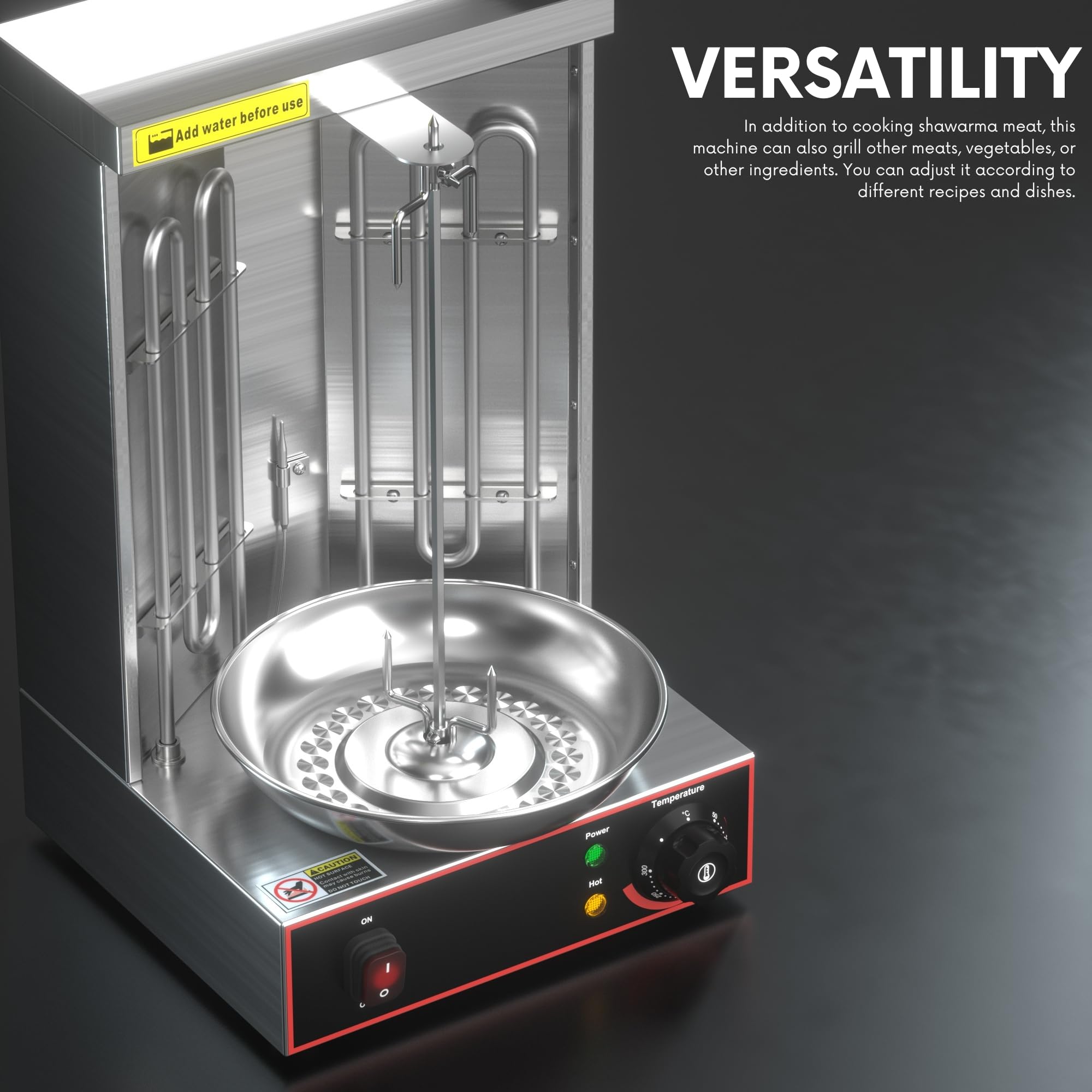 Commercial Electric Vertical Broiler - Stainless Steel Shawarma Machine & Kebab Grill for Gyro, Doner, Al Pastor - Perfect for Restaurants, Food Trucks & Catering Businesses - Indoor/Outdoor Rotisserie Oven with Energy Saving Design