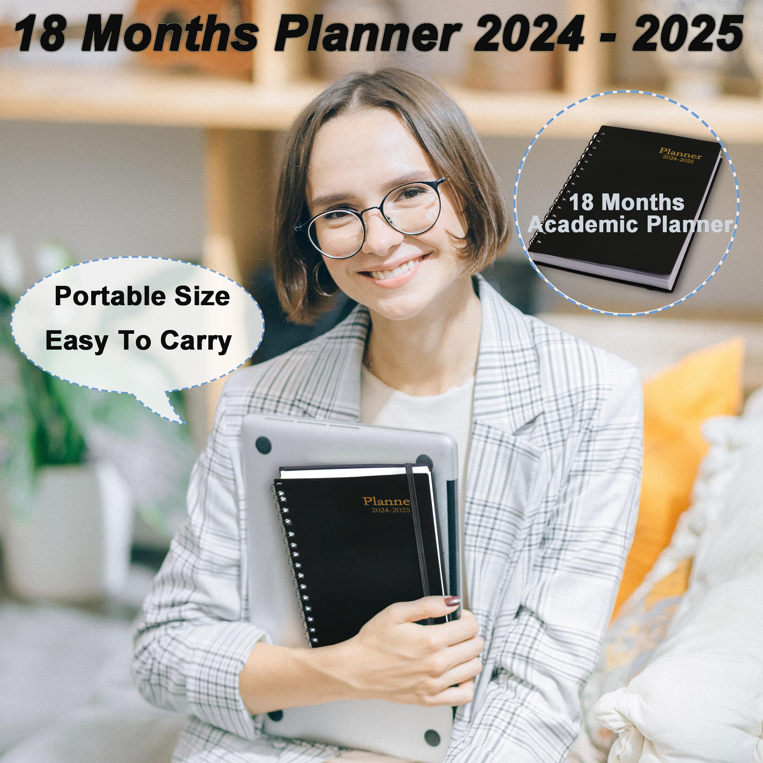 2024-2025 Academic Planner | 18-Month Weekly & Monthly Planner (July 2024-Dec 2025) with Tabs | A5 Size Daily Organizer with 100GSM Thick Paper | Perfect for Students, Professionals & Goal Tracking | Black Hardcover Planner