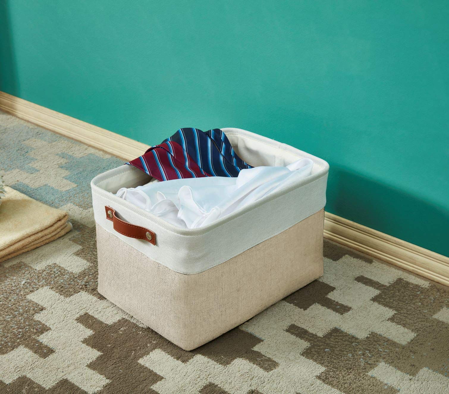 DECOMOMO Fabric Storage Bins - Large Neutral Storage Baskets for Shelves (3-Pack) | Perfect for Linen Closet Organization, Toy Storage & Nursery Decor