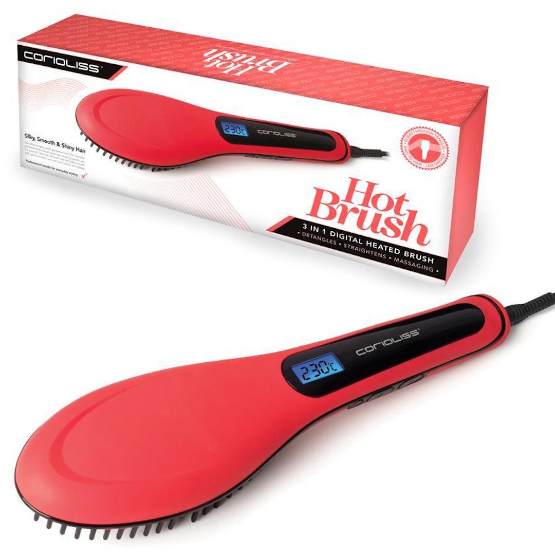 Corioliss 3-in-1 Hot Hair Straightening Brush - Detangling & Styling Tool for Smooth, Shiny Hair | Perfect for Home Use, Travel & Salon-Quality Styling