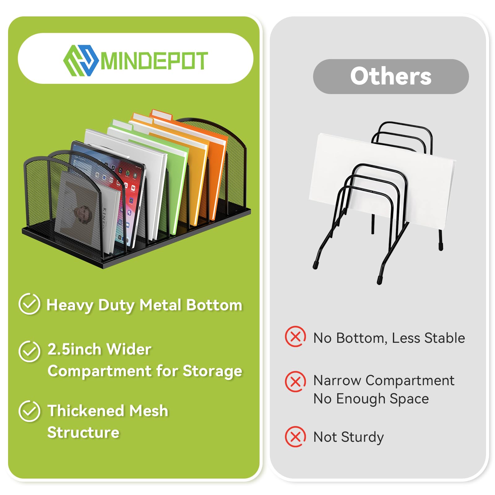 7-Section Mesh Desk File Organizer - Upright File Sorter for Office, Home & Classroom | Black (1 Pack) | Perfect for Organizing Documents, Bills, and Office Supplies on Your Desk