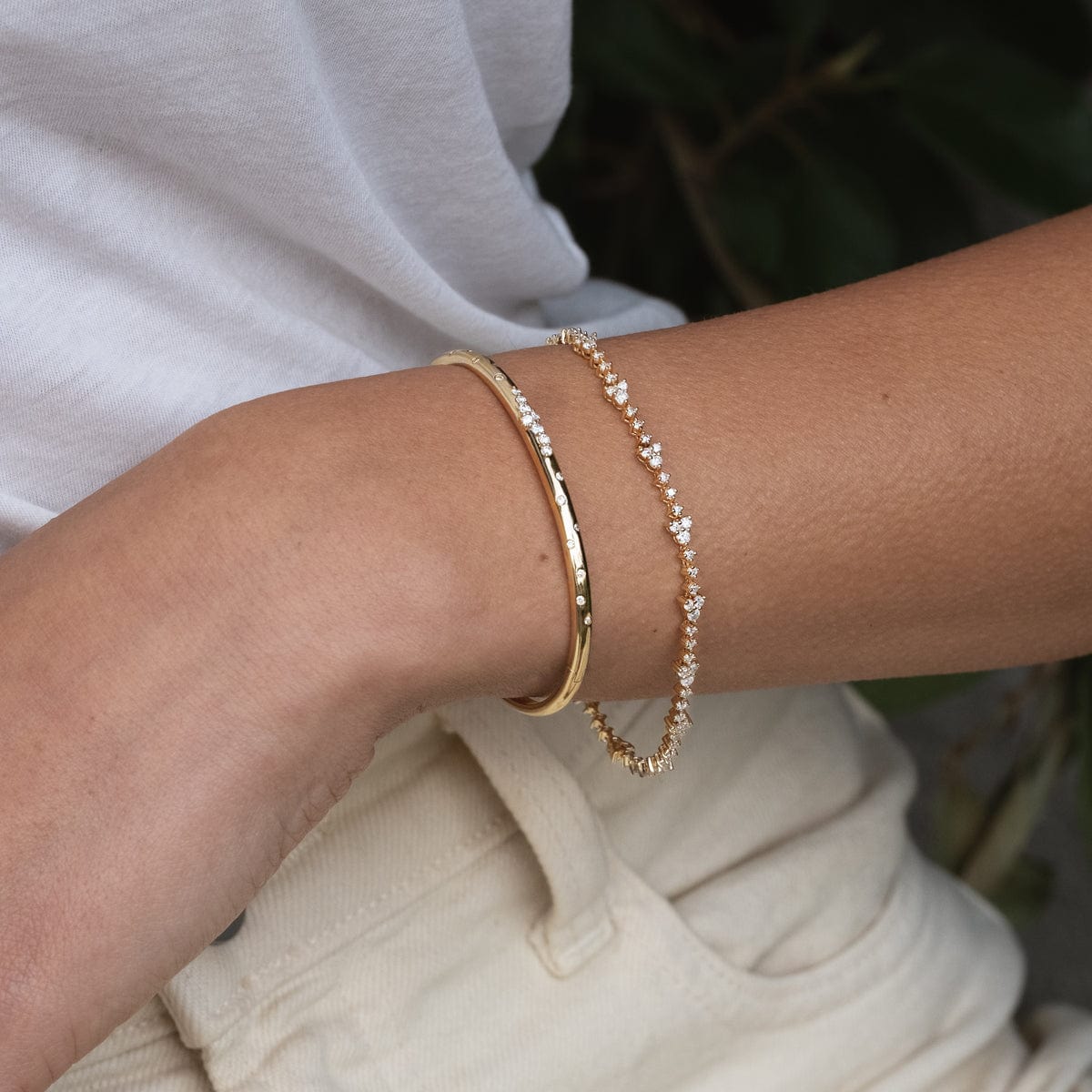14K Gold Diamond Trio Tennis Bracelet for Women - Elegant Stackable Bracelet for Wedding, Anniversary & Everyday Wear