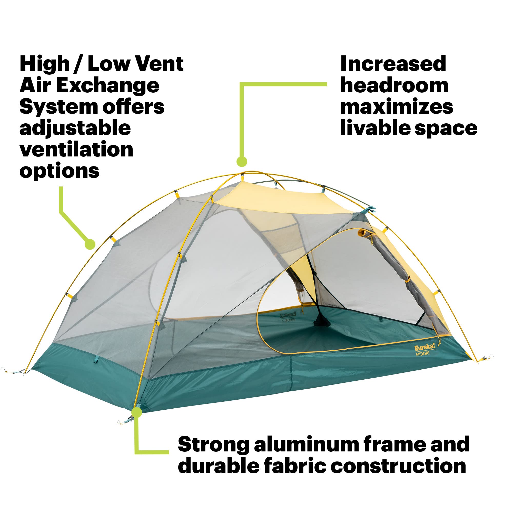 Eureka! Midori Camping Tent - Lightweight, Waterproof & Spacious for Backpacking, Hiking & Outdoor Adventures