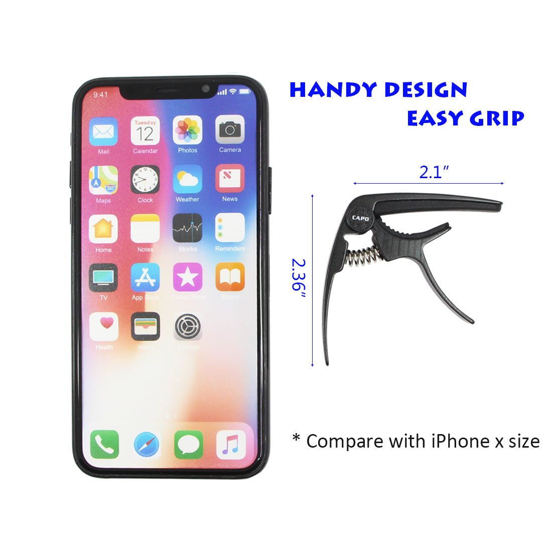 Premium Aluminum Alloy Ukulele Capo for Soprano/Concert/Tenor/Baritone - Lightweight 4-String Uke Clamp with Free Guitar Picks (Black) - Perfect for Live Performances, Practice & Travel