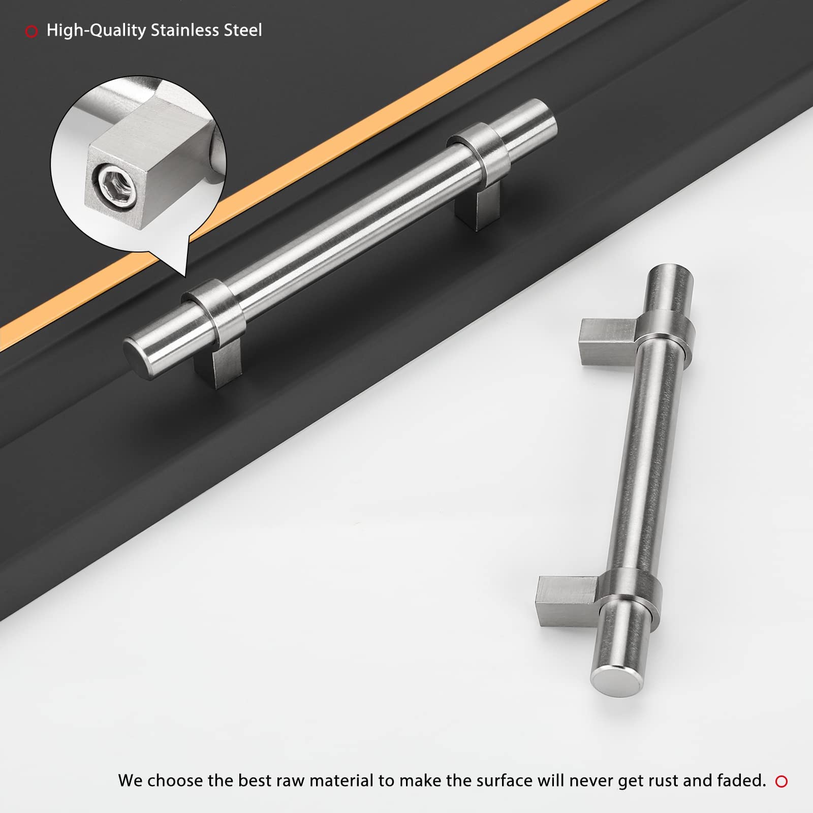 10 Pack 3 Inch Brushed Nickel Cabinet Pulls - Satin Nickel Kitchen Drawer Handles - Stainless Steel Dresser Hardware for Cabinets, Drawers & Furniture (Modern Home & Office Upgrade)