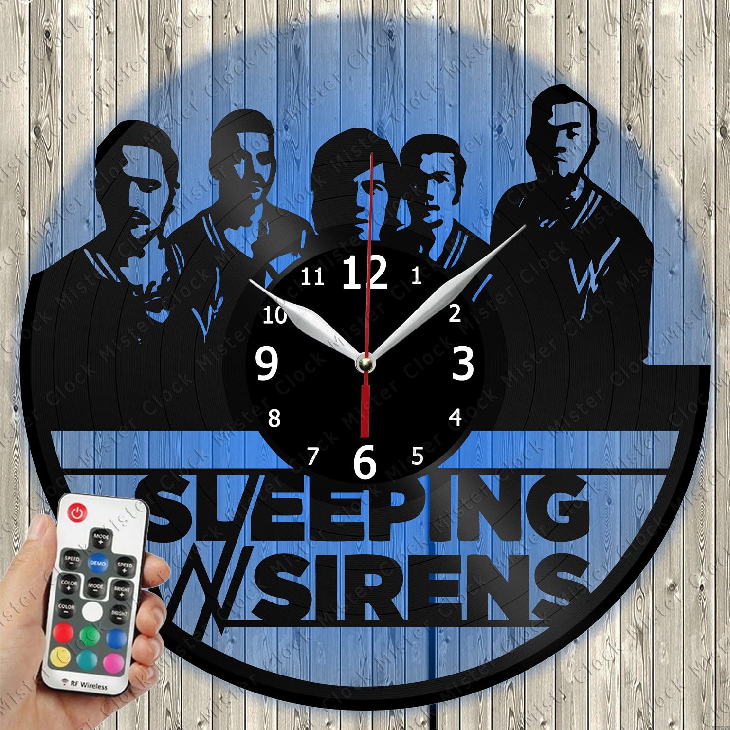 LED Light Vinyl Record Wall Clock - Handmade Sleep Aid with Siren Sounds, Unique Home Decor & Original Gift for Music Lovers | Perfect for Bedroom, Living Room & Studio Decor