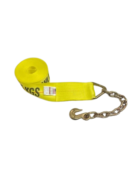 4-Pack 30' Heavy Duty Winch Straps with Chain Ends - Secure Tie Downs for Trailers, Boats & Off-Road Vehicles