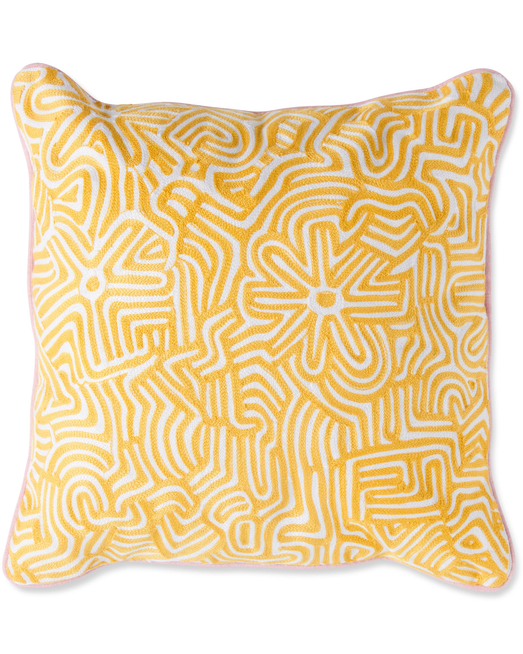 Kalaya Tjukurpa Handmade Straw Embroidered Throw Pillow Cover - Bohemian Home Decor for Living Room, Bedroom, or Outdoor Patio