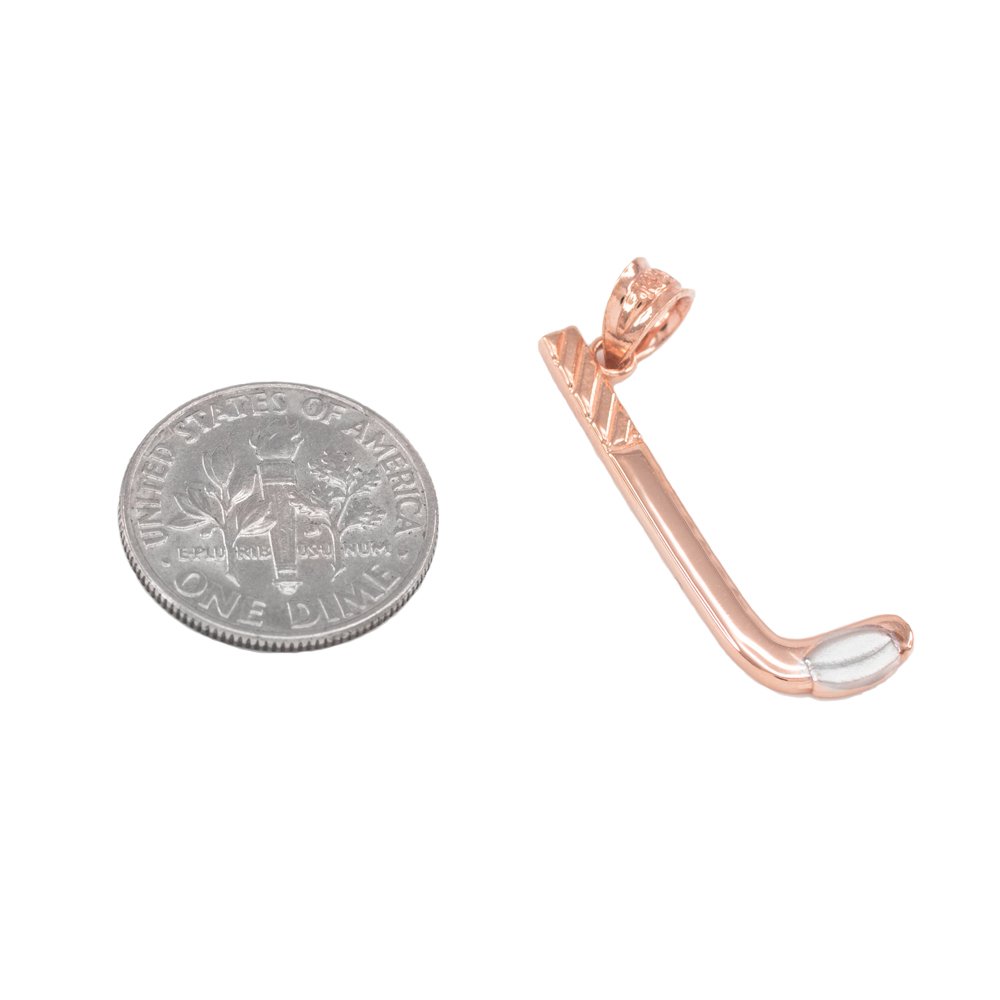 14K Rose Gold Hockey Stick and Puck Sports Pendant Necklace - Elegant Jewelry for Hockey Fans, Players & Coaches - Perfect for Games, Gifts & Sports Events