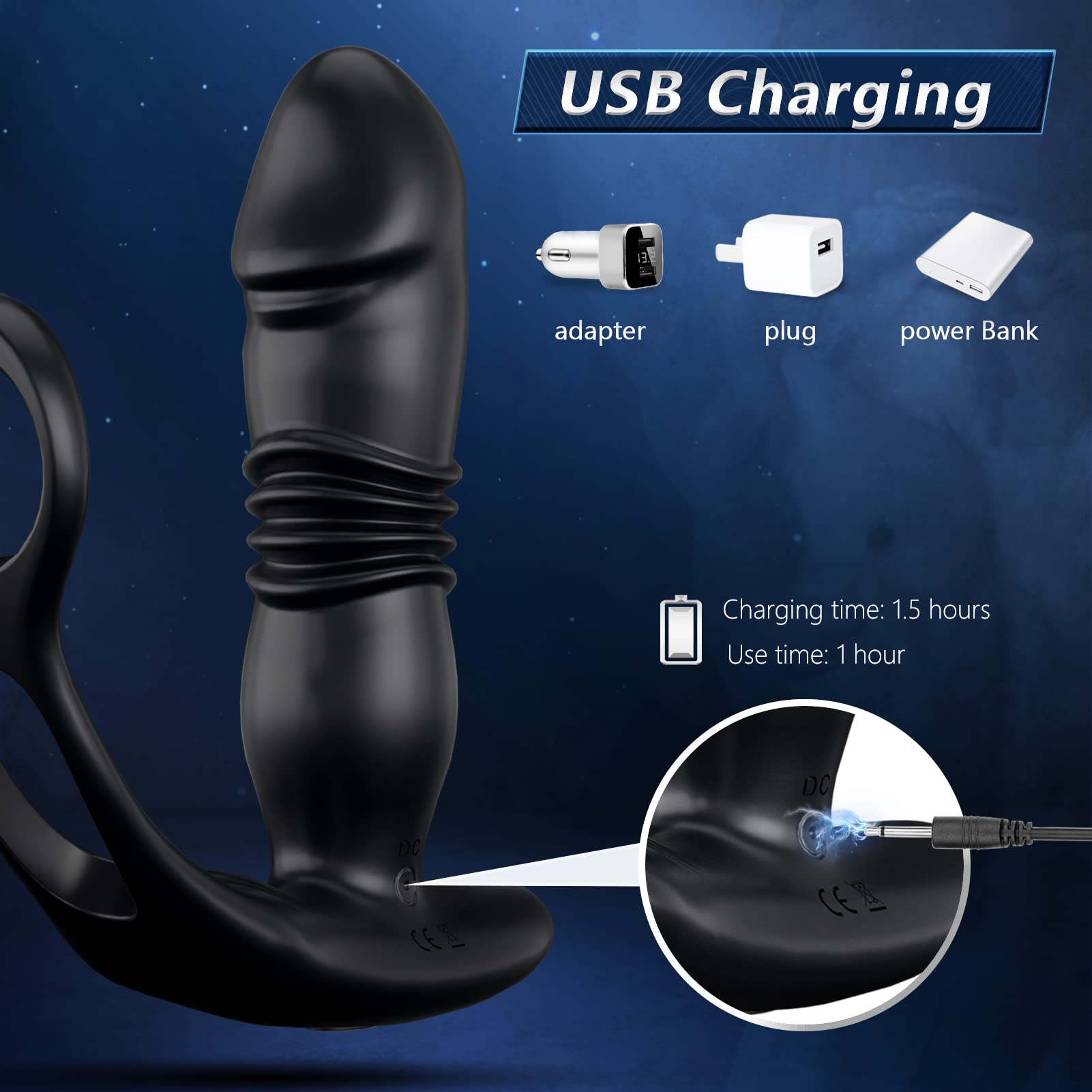 Premium Prostate Massager for Men - 3 Thrusting & 12 Vibration Modes, Dual Cock Ring with Remote Control - Powerful Anal Stimulation & Pleasure Toy for Couples & Solo Play - Enhance Intimacy & Explore Sensations