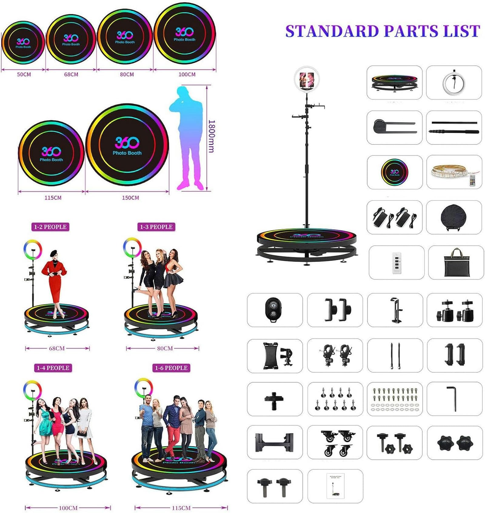 360 Photo Booth with Ring Light & Flight Case - Smart Remote & APP Control, Auto Slow Motion for Parties, Weddings, Events | Perfect for Social Media, Marketing, and Celebrations