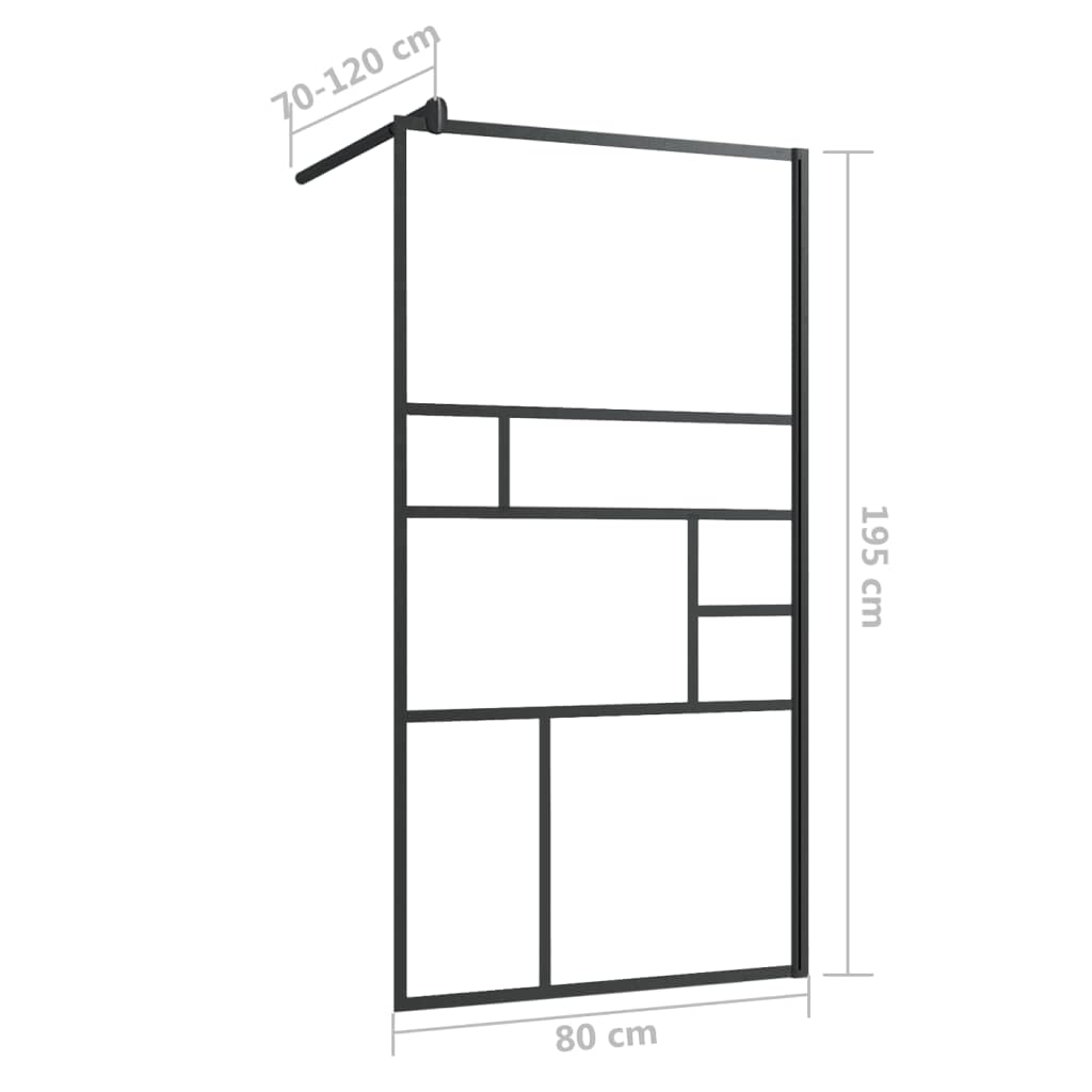 Walk-in Shower Wall with Clear ESG Glass & Adjustable Aluminum Frame - Modern Black Transparent Design for Easy Cleaning | Perfect for Small Bathrooms, Apartments & Luxury Home Renovations