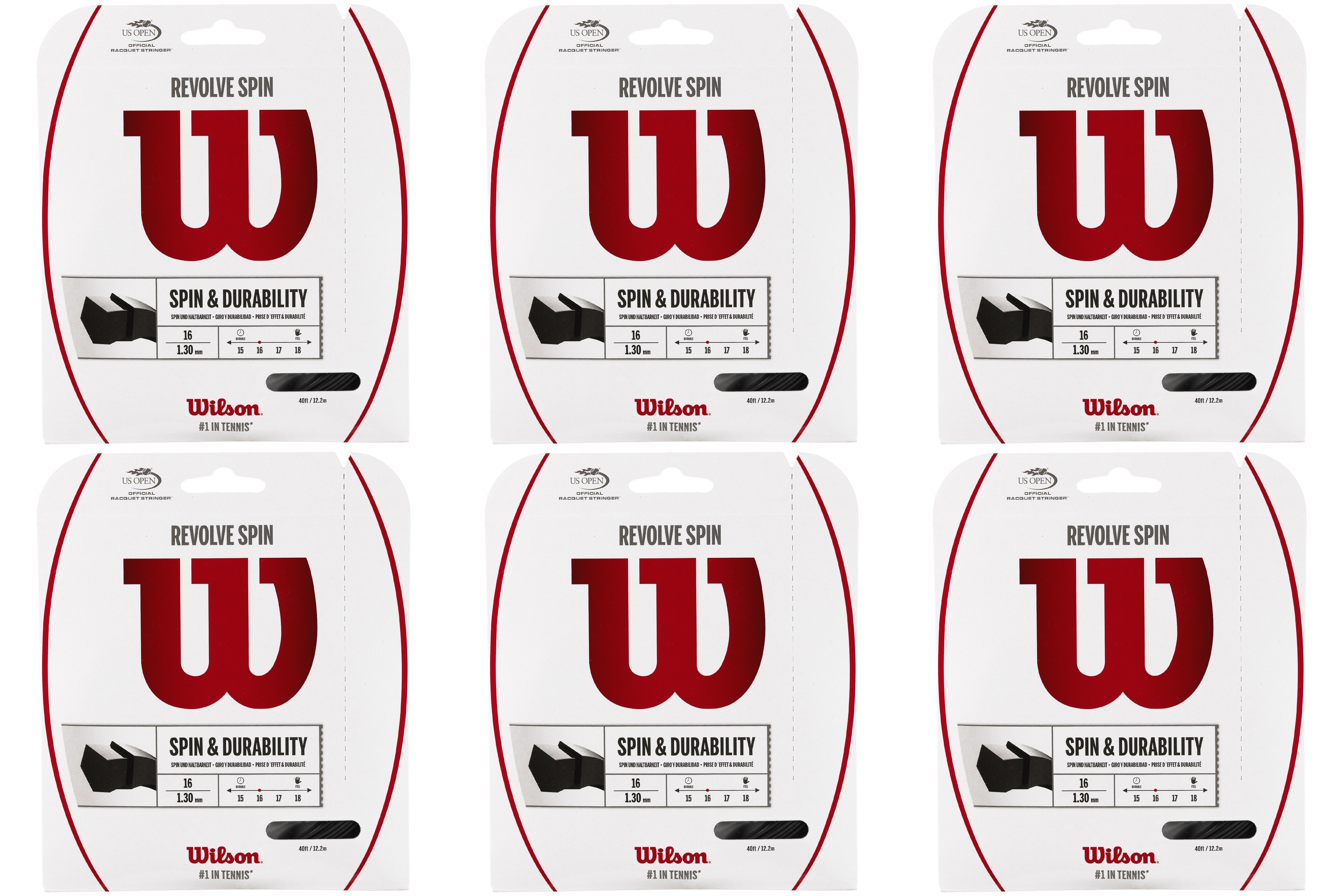 Wilson Revolve Spin Black Tennis String - High Performance Polyester String for Spin & Control | Perfect for Competitive Play & Training