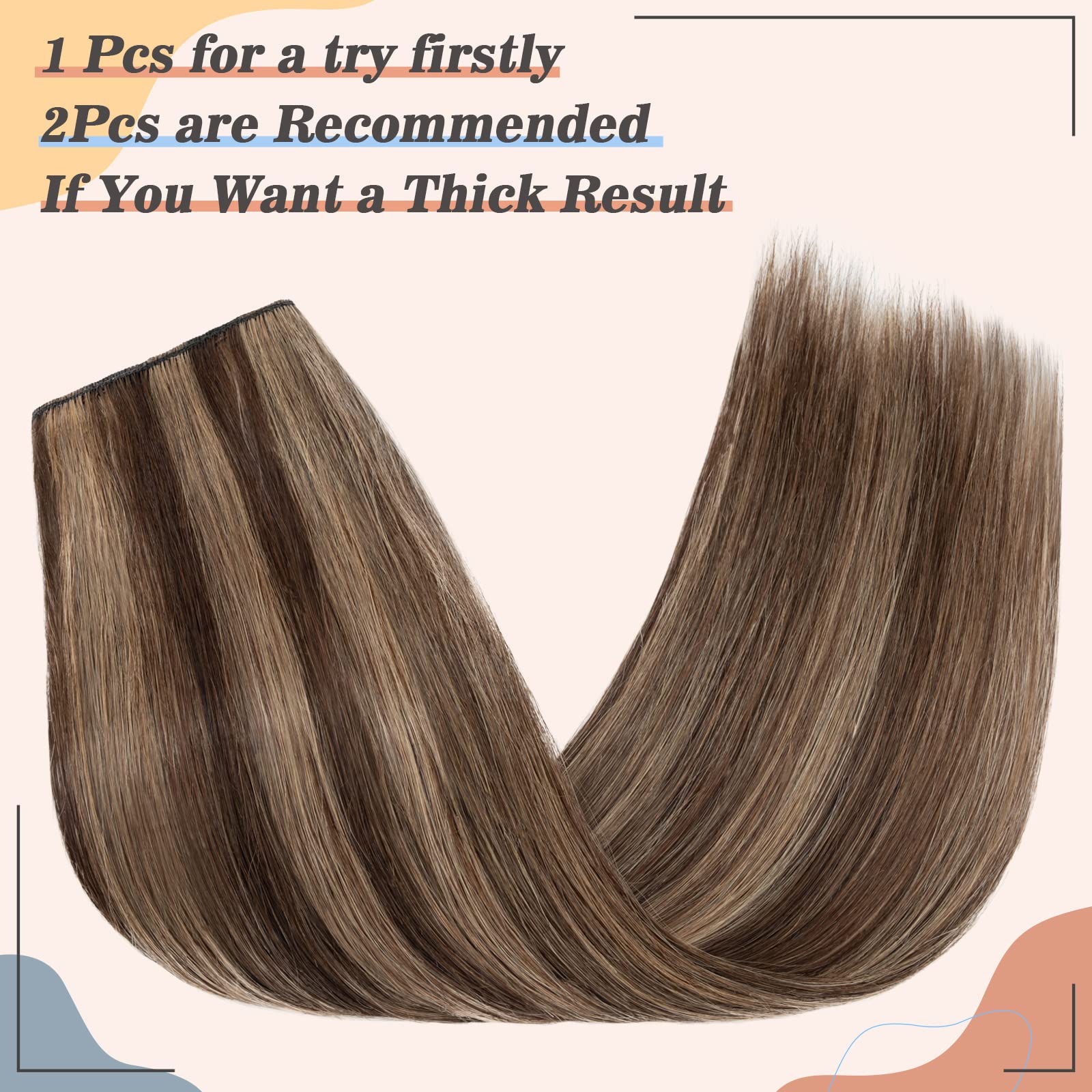 S-noilite Clip in Human Hair Extensions 100% Real Human Hair - Balayage Highlights, 20 Inch, 95g (#4/27 Medium Brown/Dark Blonde) - 5 Clips for Full Head Coverage & Natural Volume - Perfect for Daily Styling, Parties & Special Occasions