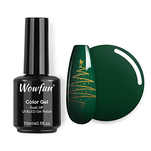 Wowfun Dark Green Gel Nail Polish - 15ML Soak Off UV/LED Nail Polish for Professional Salon & Home DIY, Long Lasting Chip Resistant Nail Lacquer - Perfect Gift for Women, Girlfriend & Mom (Great for Parties, Weddings & Special Occasions)
