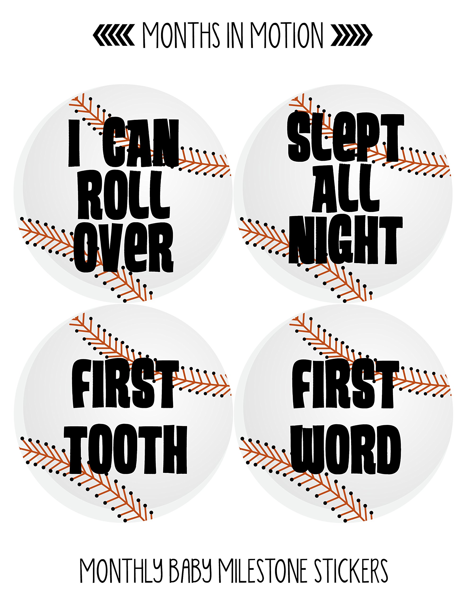 Baby Monthly Milestone Stickers for Newborn Boys - Baseball Theme - Set of 20 Adhesive Stickers - Perfect for Baby Photo Shoots, Scrapbooking & First Year Memory Keepsakes