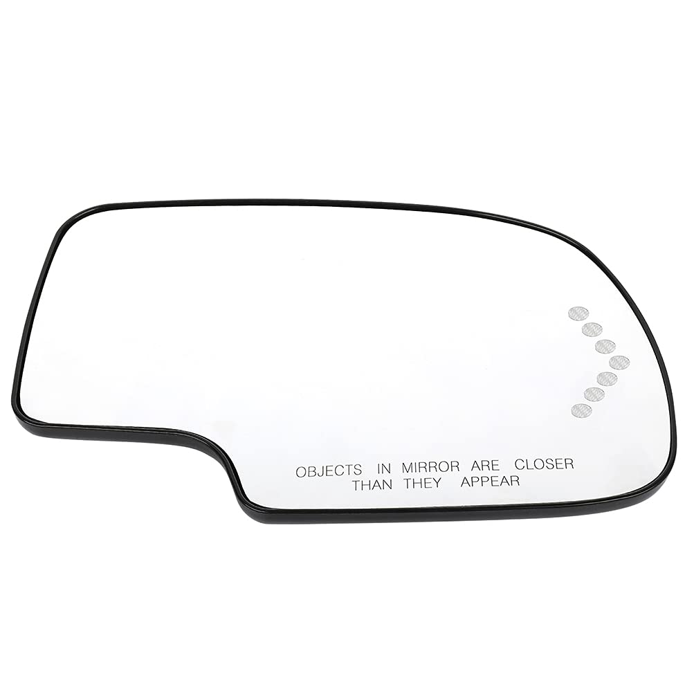 Replacement Side View Mirror Glass for 2003-2006 Chevy Silverado 1500 & 2007 Classic - Heated with Turn Signal - Passenger Side Exterior Mirror (Perfect for Winter Driving & Night Visibility)