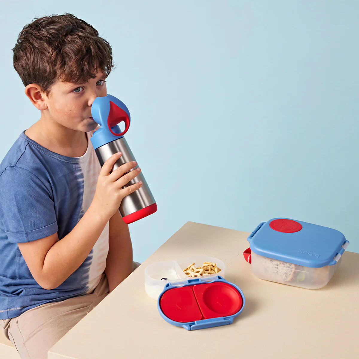 b.box Snack Box for Kids - Leak Proof, BPA Free, Portable Food Container with Dividers - Blue Blaze - Perfect for School Lunches, Travel & On-the-Go Snacks