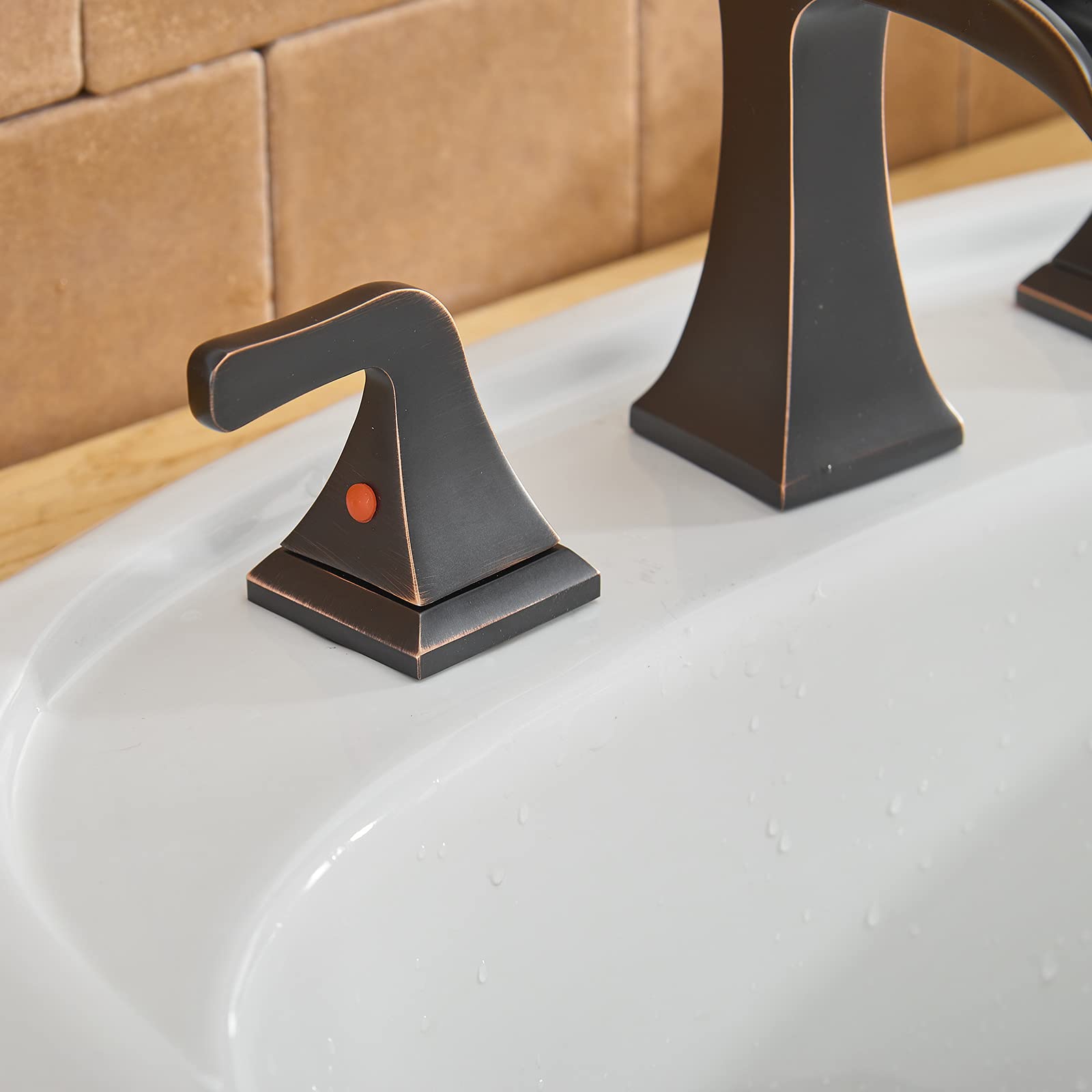 BWE Oil Rubbed Bronze 8-Inch Widespread Bathroom Faucet - 2-Handle 3-Hole Lavatory Sink Mixer Tap with Drain Assembly, Overflow & Supply Hoses - Perfect for Modern Bathroom Vanities and Powder Rooms