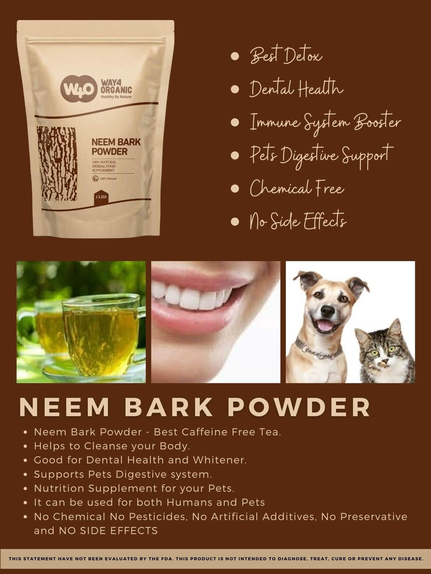Organic Neem Bark Powder 16 Oz (1 lb) Pack of 2 - Natural Tooth Powder for Dental Care & Digestion Support - Herbal Remedy for Oral Hygiene, Gum Health & Detox - Perfect for Ayurvedic Routine & DIY Toothpaste