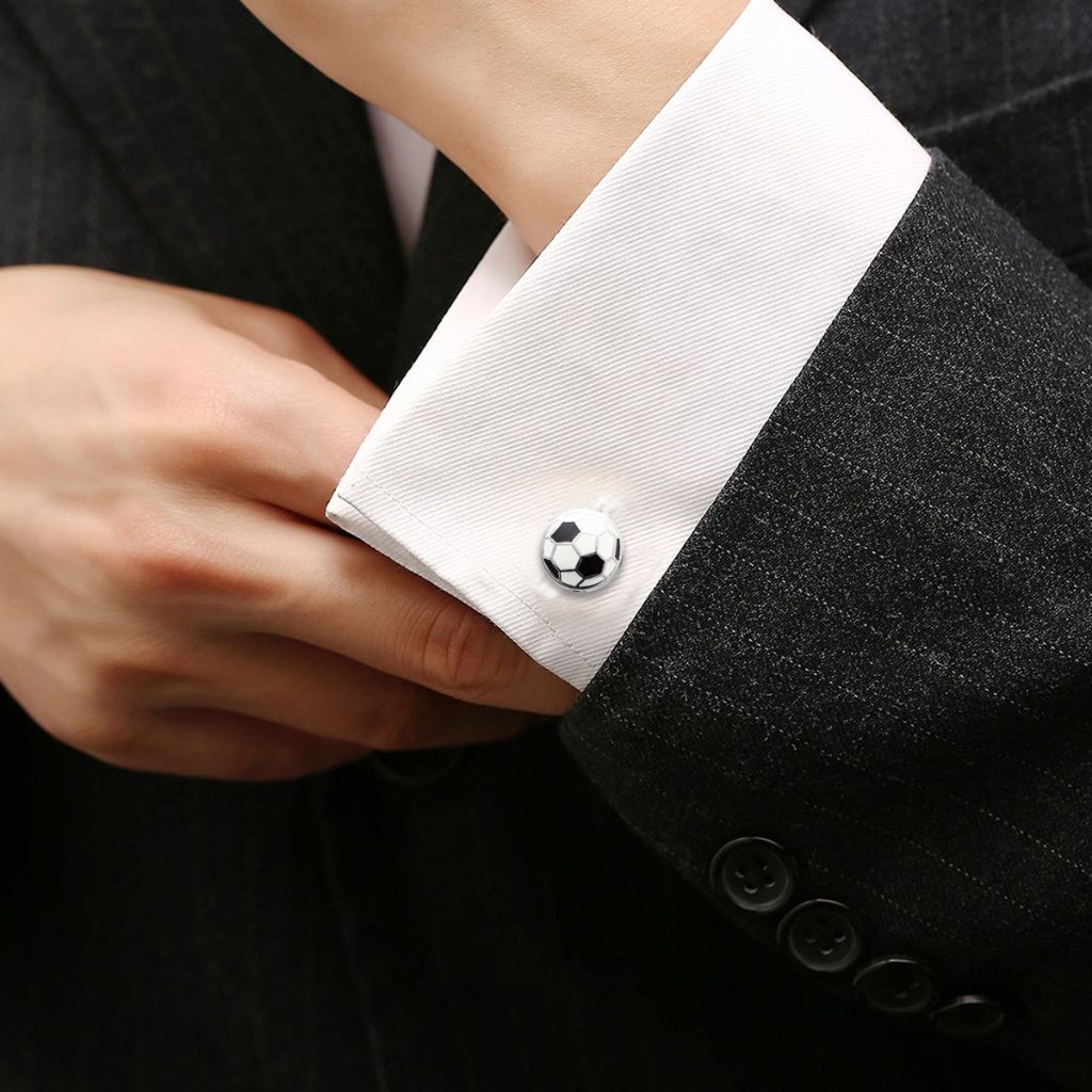 Premium Soccer Ball Enamel Cufflinks for Men - Classic White & Black Dress Accessories - Perfect for Weddings, Business Meetings & Formal Events