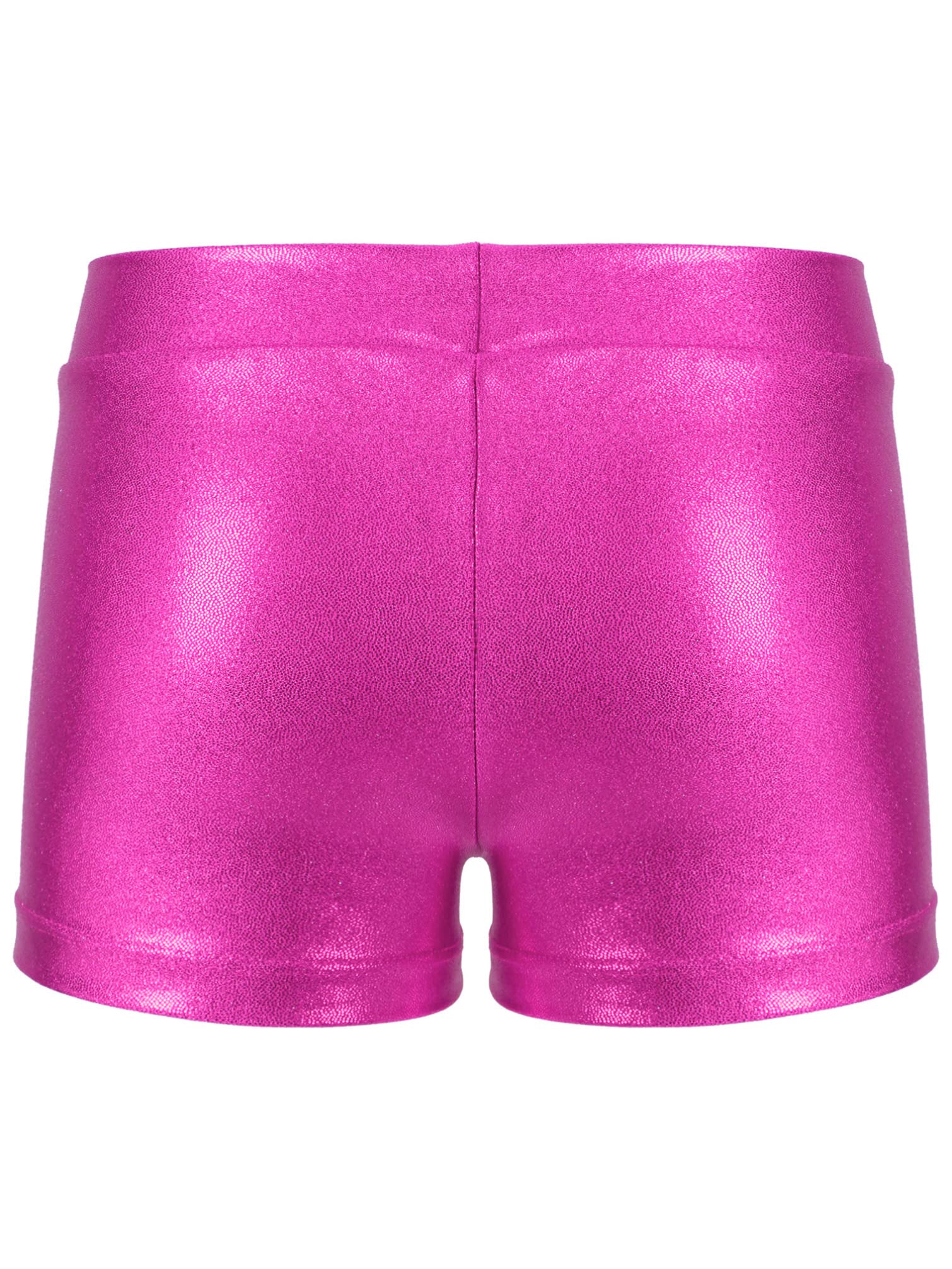 Kids Girls Shiny Metallic Ballet Dance Shorts - Athletic Gym Gymnastics Yoga Workout Shorts Bottoms for Dance Class, Fitness Training & Casual Wear