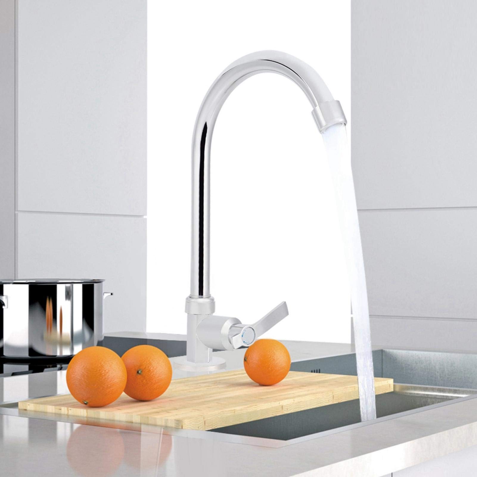 **G1/2 Single Cold Water Kitchen Faucet - High Arc Zinc Alloy Vertical Tap for Indoor & Outdoor Use - Perfect for Kitchen Sink, Garden, RV, and Camping**