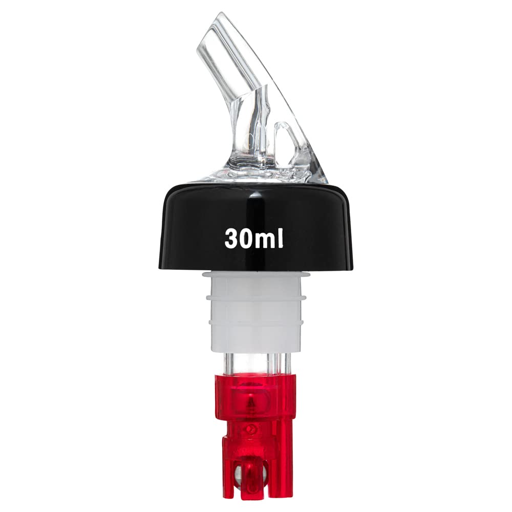 Restaurantware Bar Lux 1 Ounce Liquor Pour Spouts - 50 Pack Leak-Proof Measured Pourers for Alcohol Bottles | Fast Pouring Red Plastic Spouts for Bars, Restaurants & Home Use | Perfect for Cocktail Making, Bartending & Kitchen Organization