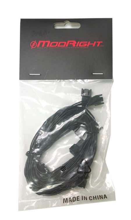 ModRight Blackout Series 3 Pin to 9x3 Pin Y Splitter Cable 24 Inches - High-Quality PC Power Extension for Gaming Rigs, Workstations & Custom PC Builds