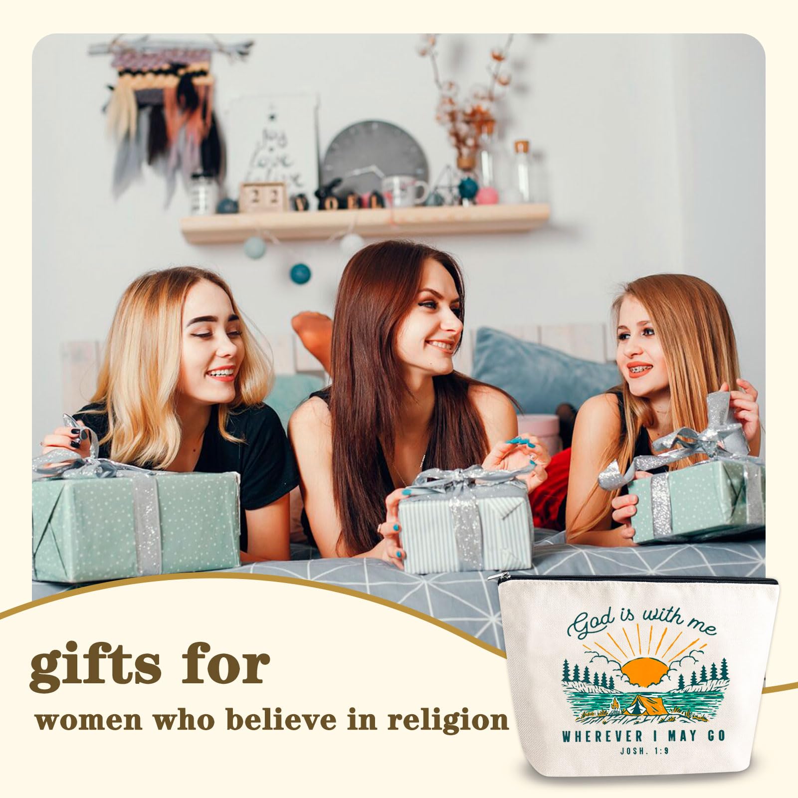 Religious Cosmetic Bag - Christian Gift for Women, Mom & Friends - Bible Verse Inspirational Makeup Pouch for Birthday, Christmas & Thanksgiving