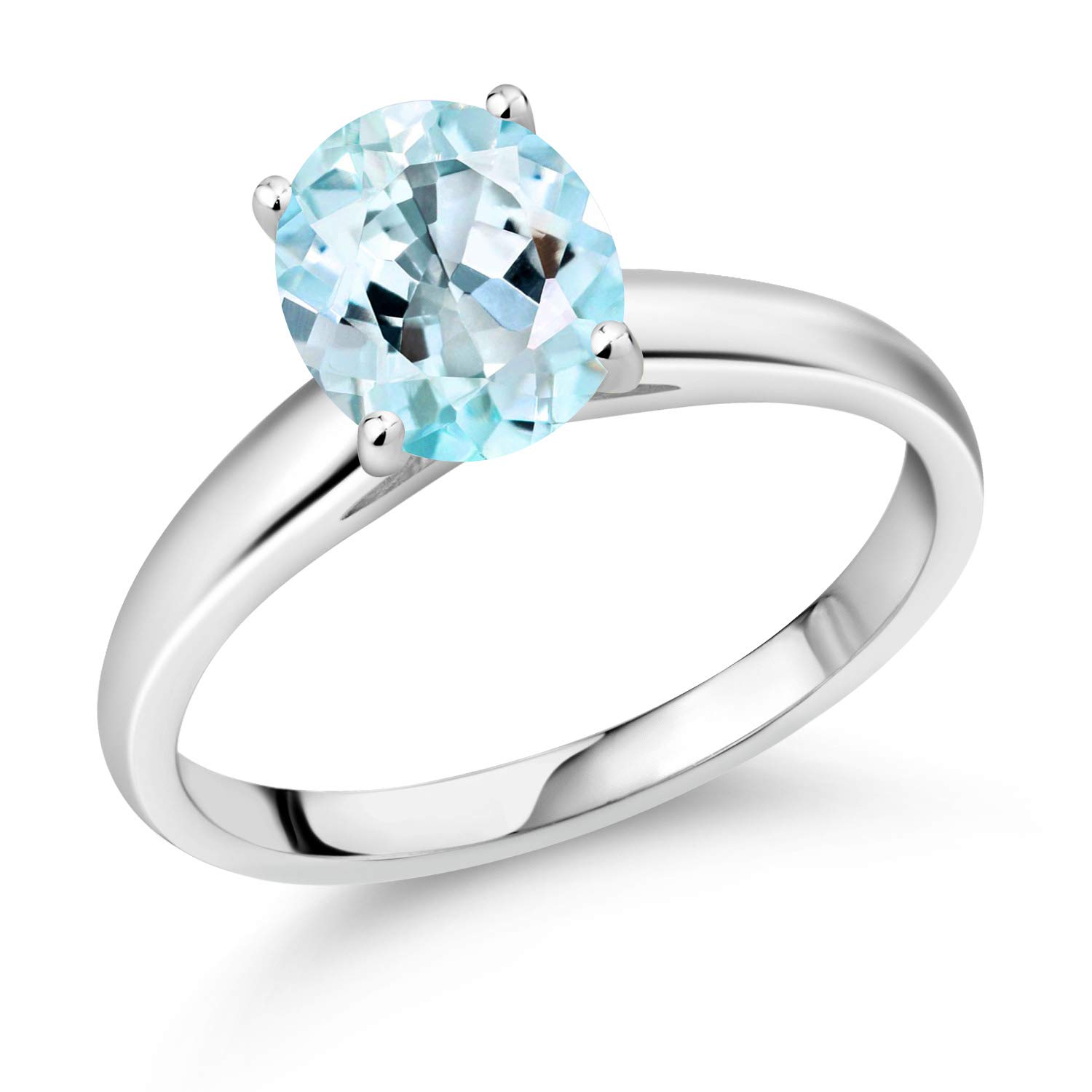 3.00 Ct Oval Sky Blue Topaz 10K White Gold Ring for Women - Elegant Gemstone Jewelry for Engagement, Anniversary & Special Occasions | Gem Stone King