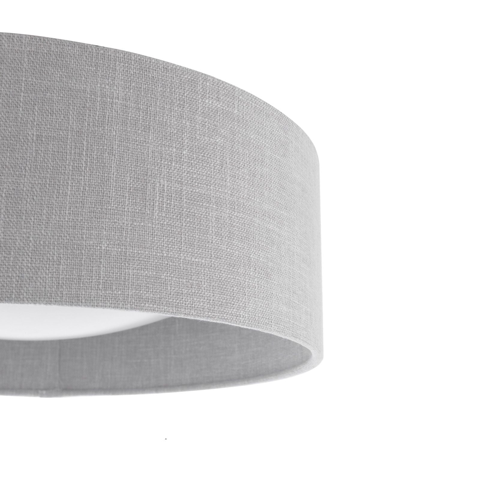 Bacall 2-Light Flush Mount Ceiling Light Fixture with Natural/Silver Shade, E27 Socket - Perfect for Bedroom, Living Room, and Hallway Lighting