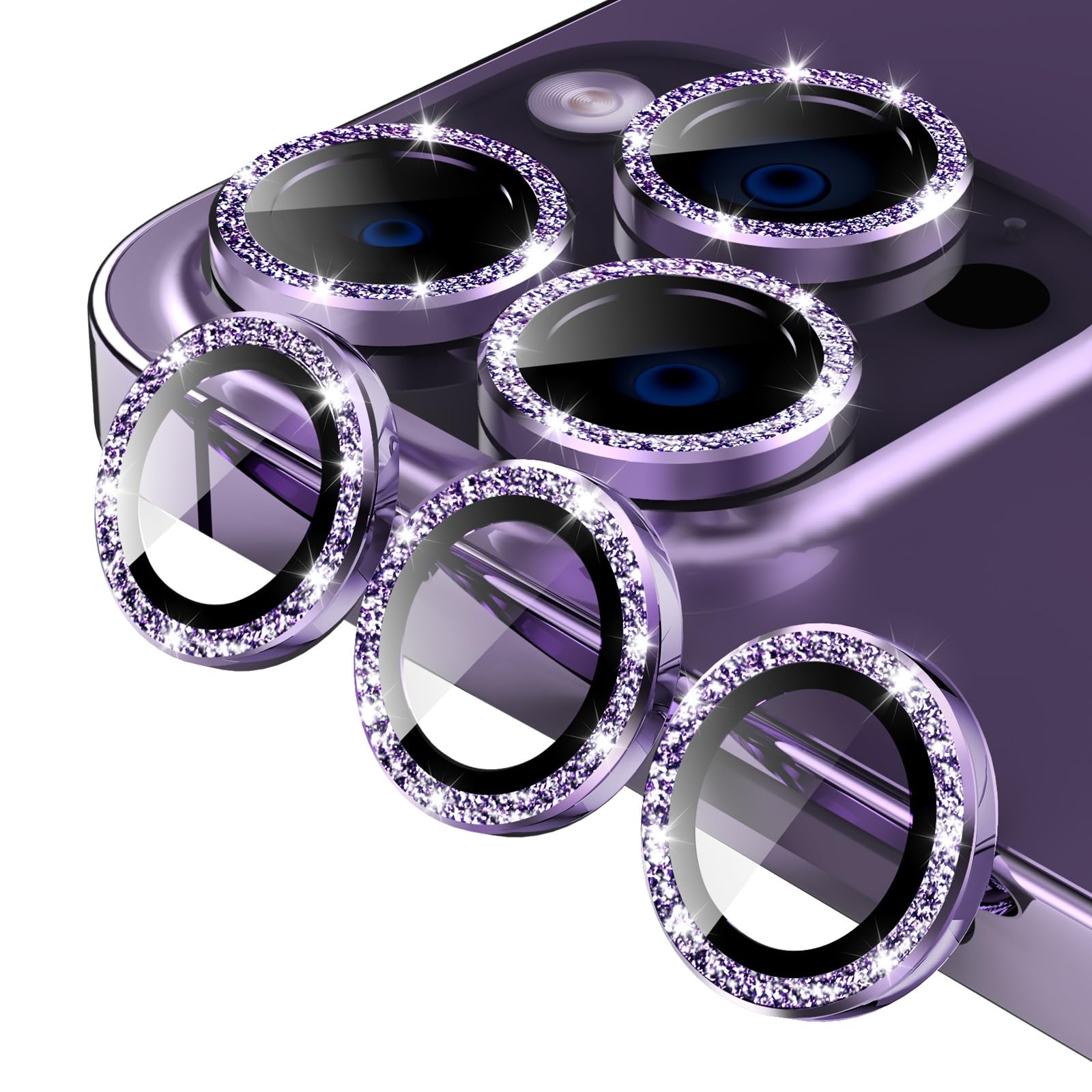 Jeluse 3X2 Pack 9H Tempered Glass Camera Lens Protector for iPhone 16 Pro Max/16 Pro/14 Pro Max/14 Pro - Metal Alignment Ring & Installation Kit | Scratch Resistant, HD Clarity - Perfect for Outdoor Adventures, Travel & Daily Protection