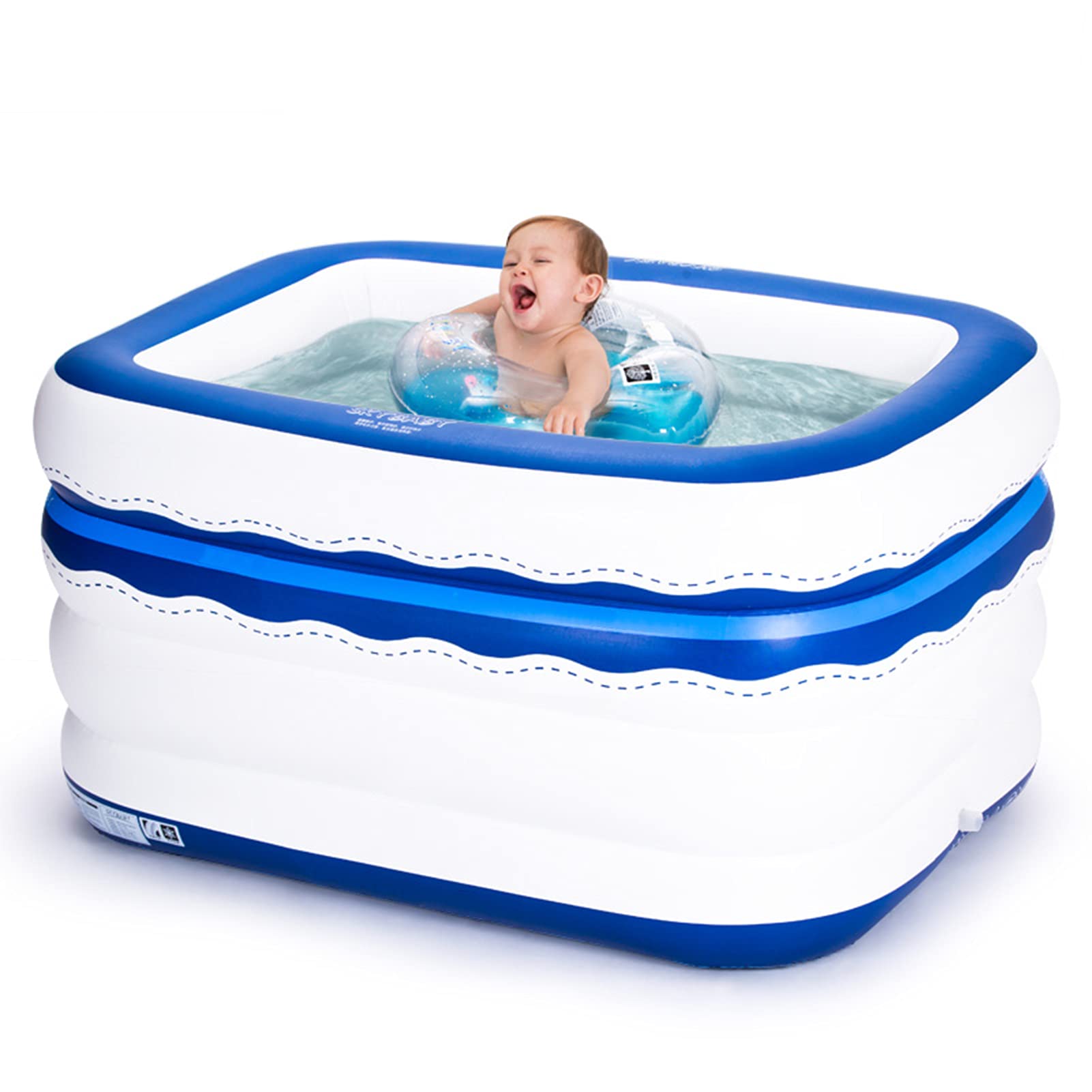 DUTUI 140Cm Square Inflatable Kids Swimming Pool - Thickened Family Paddling Pool for Children, Outdoor Backyard Water Play, Summer Fun Activities, Toddler Splash Pool for Garden & Patio Use