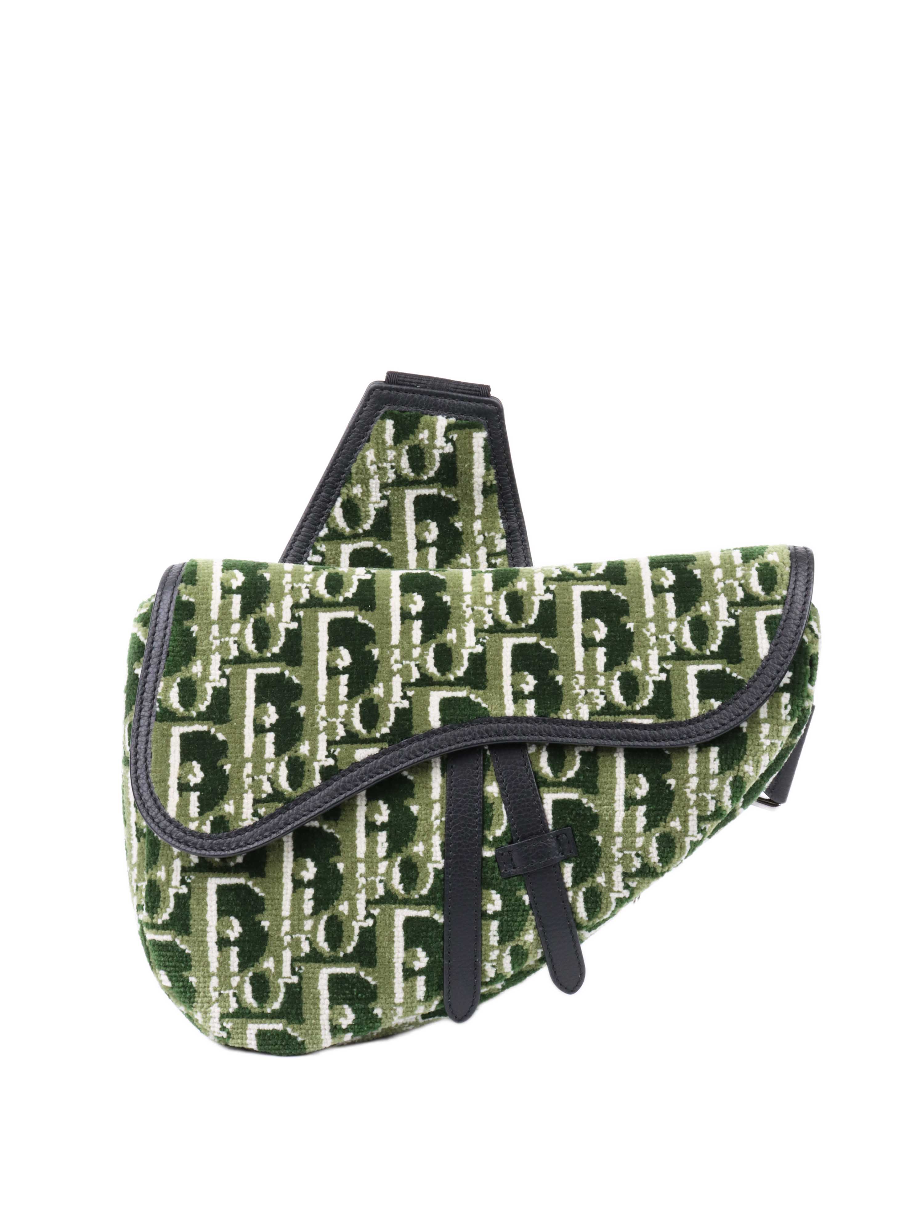 Dior Green Wool Saddle Bag - Luxury Designer Handbag for Women | Perfect for Work, Travel & Evening Events