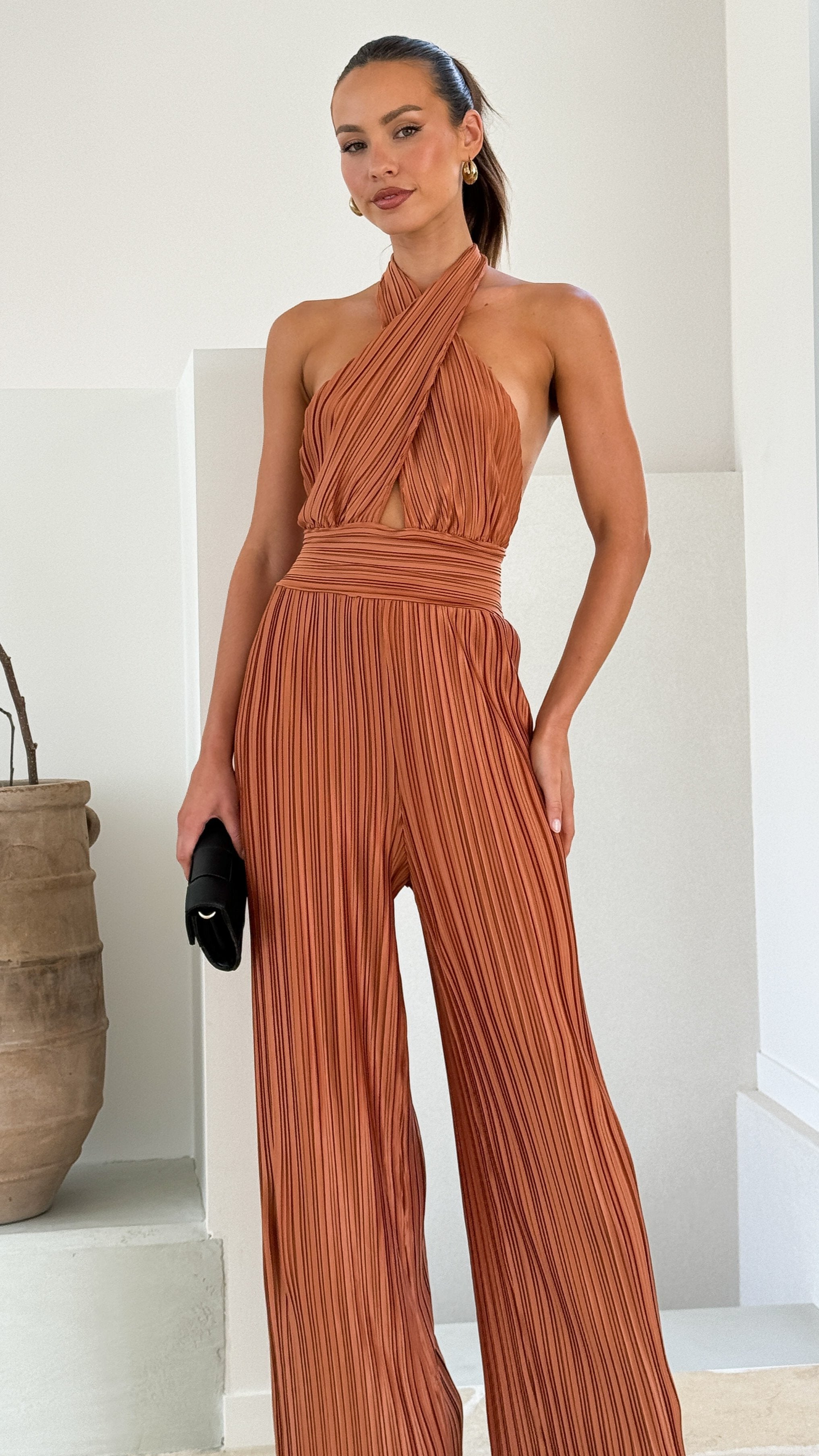 Frances Women's Jumpsuit - Chocolate Brown One Piece Romper | Casual Wear, Summer Outfits, Beach Cover Up, Lounge Wear