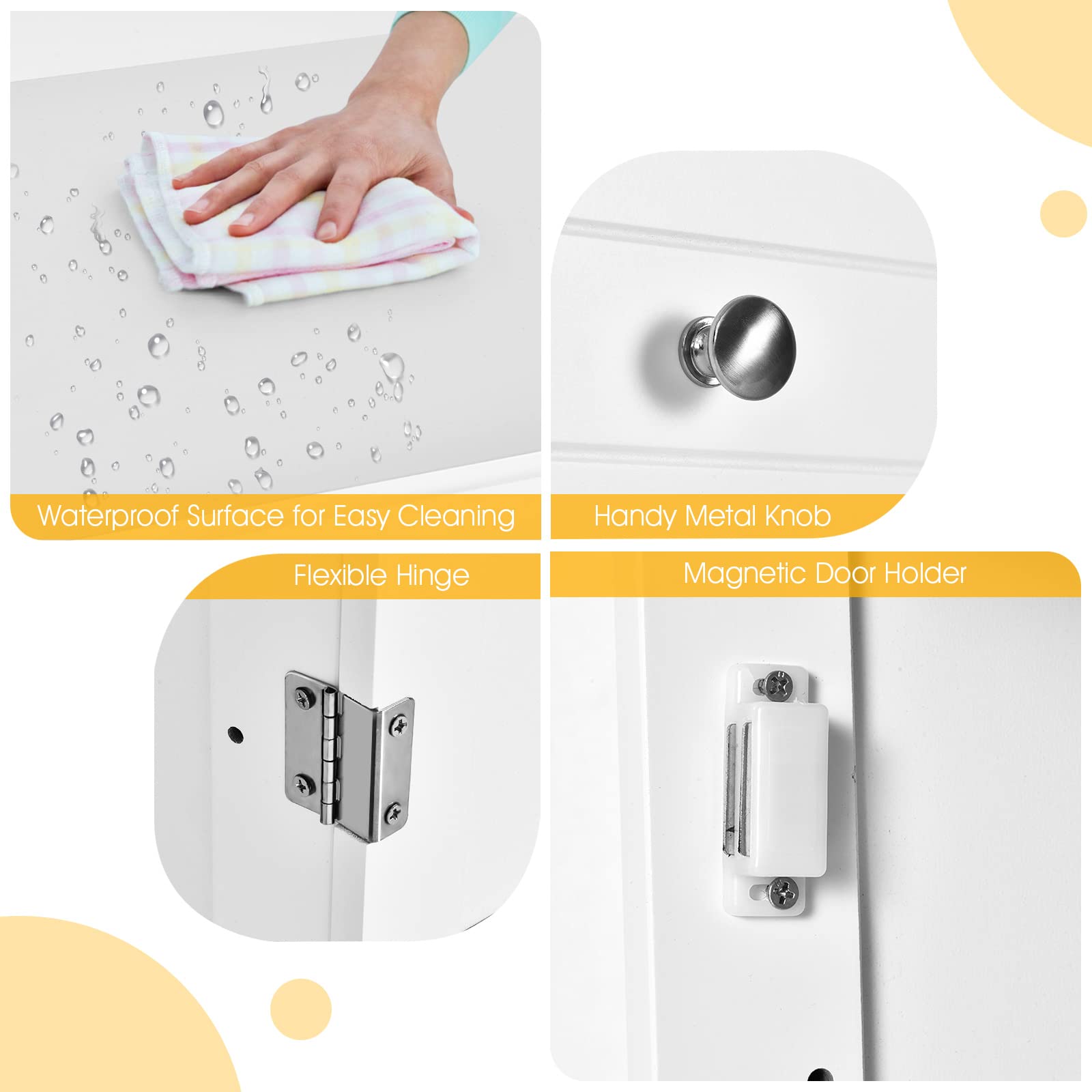 GOFLAME Freestanding Bathroom Storage Cabinet - White Wooden Organizer with Large Drawer & 7-Position Adjustable Floating Shelves | Perfect for Bathroom, Living Room & Bedroom Storage Solutions