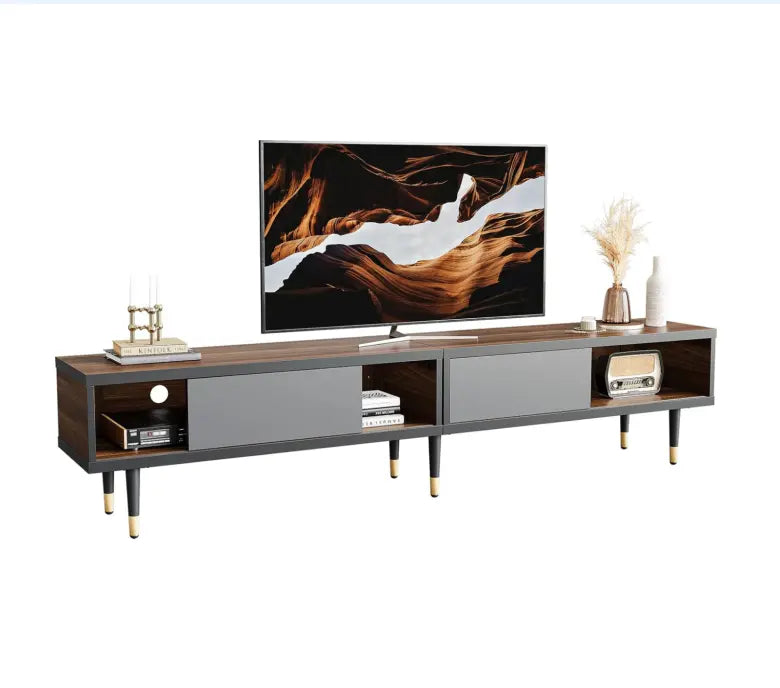 Bestier Mid Century Modern TV Stand for 85 inch TVs - 2-in-1 Long Entertainment Center TV Cabinet with Storage for Living Room, Home Theater & Family Room