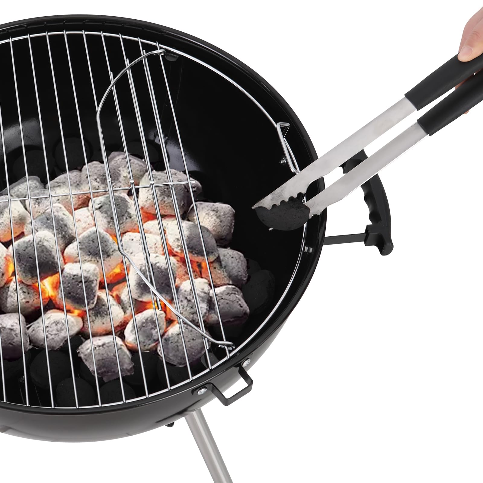 GREEN PARTY 18 Inch Portable Charcoal BBQ Grill with Wheels - Porcelain-Enameled Lid & Ash Catcher for Outdoor Cooking, Camping, Picnics, Tailgating & Backyard Barbecues | Heavy-Duty Kettle Grill for Patio, Garden & RV Trips