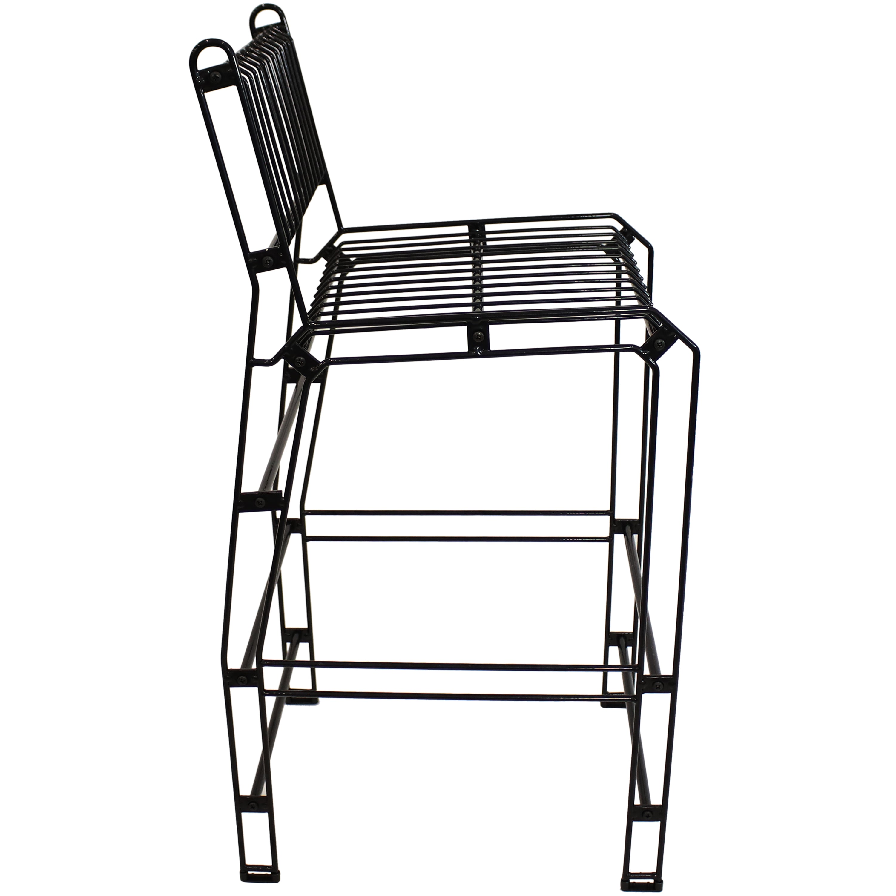 Sunnydaze 3-Piece Outdoor Wire Bar Table and Chairs Set with Faux Woodgrain Top - Patio, Garden, and Poolside Dining Furniture for Backyard and Deck